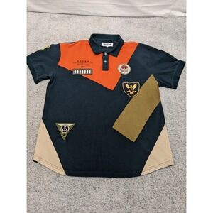 Reason Military Polo Shirt Colorblock Embroidered Patches Mens XL Streetwear‎